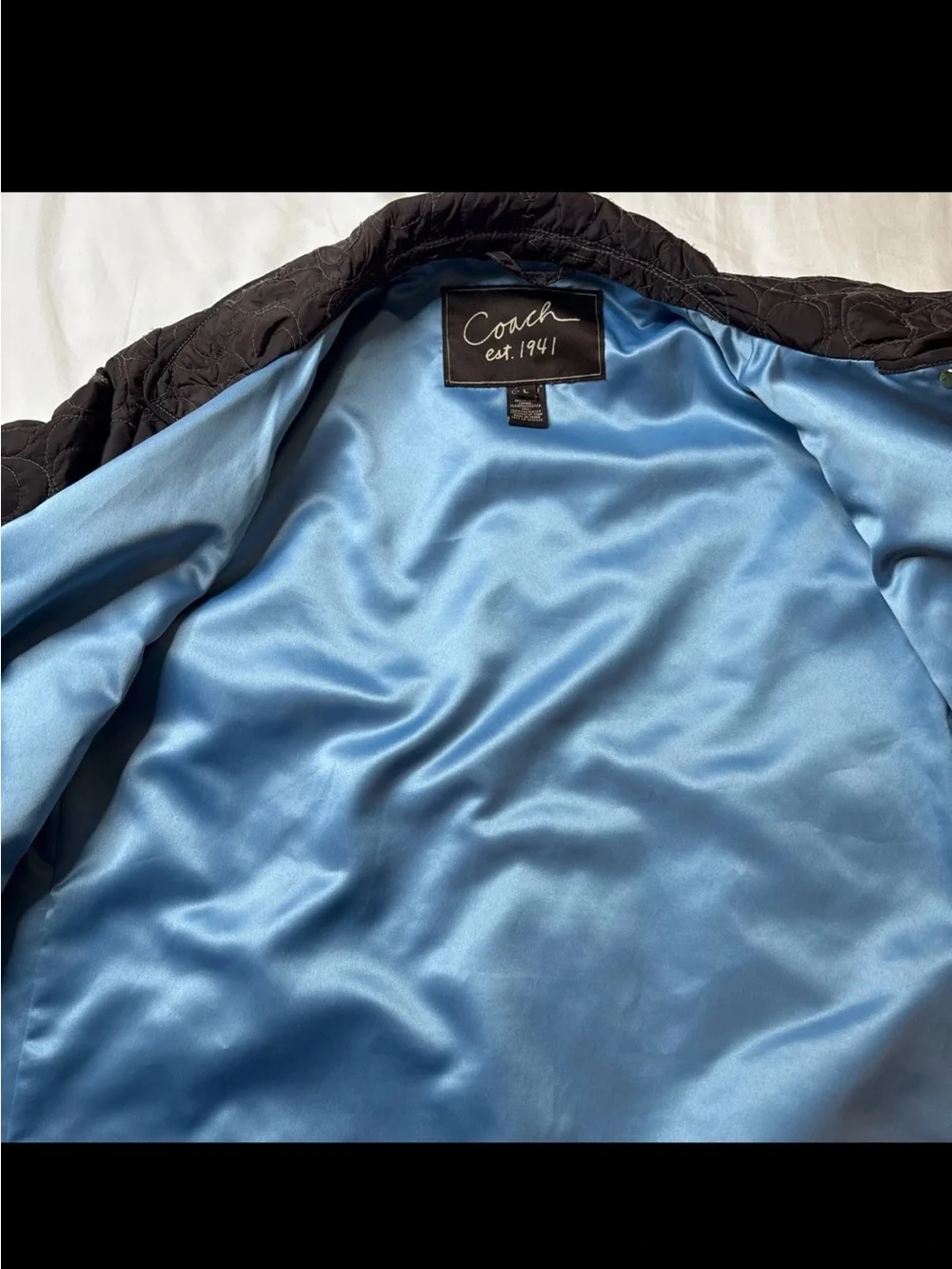 Coach Brown Quilted Logo Puffer Snap Jacket Coat, Size L